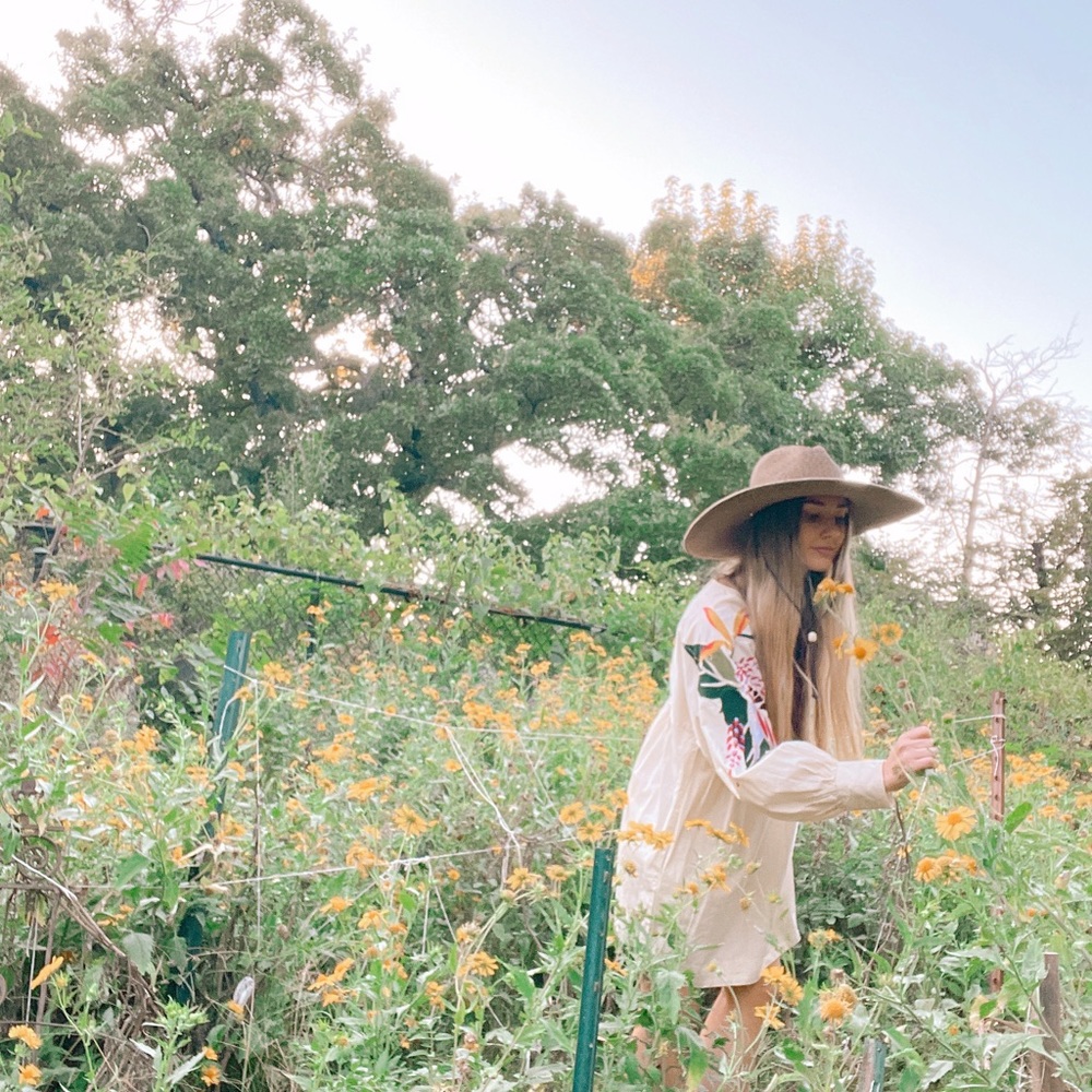 Mini dress with embroidered sleeves